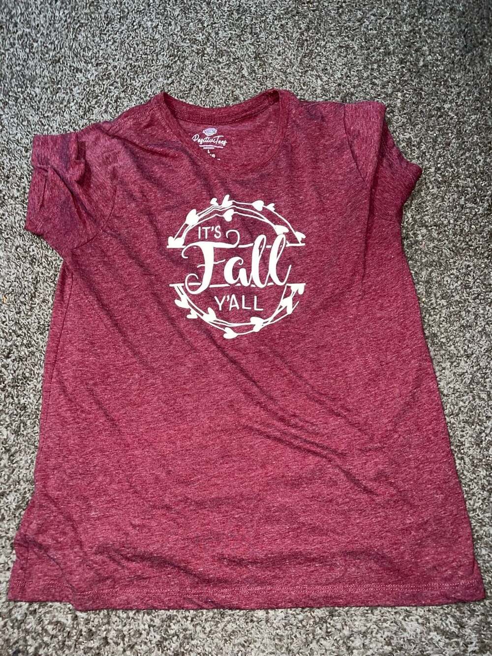 PositiviTees Women's It's Fall Y'all Graphic Crewneck T-Shirt Maroon